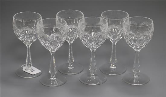 A set of six Waterford-style wine glasses